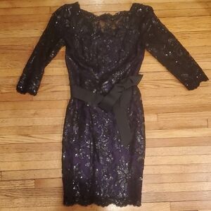 Tadashi Shoji Black and Purple Lace Dress
